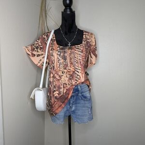 Earthy Tone Blouse 1x